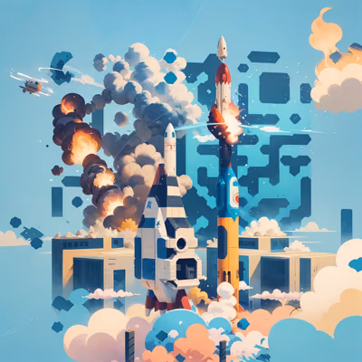 Rocket Launch Sky Cartoon QR Code for Posters — image 1