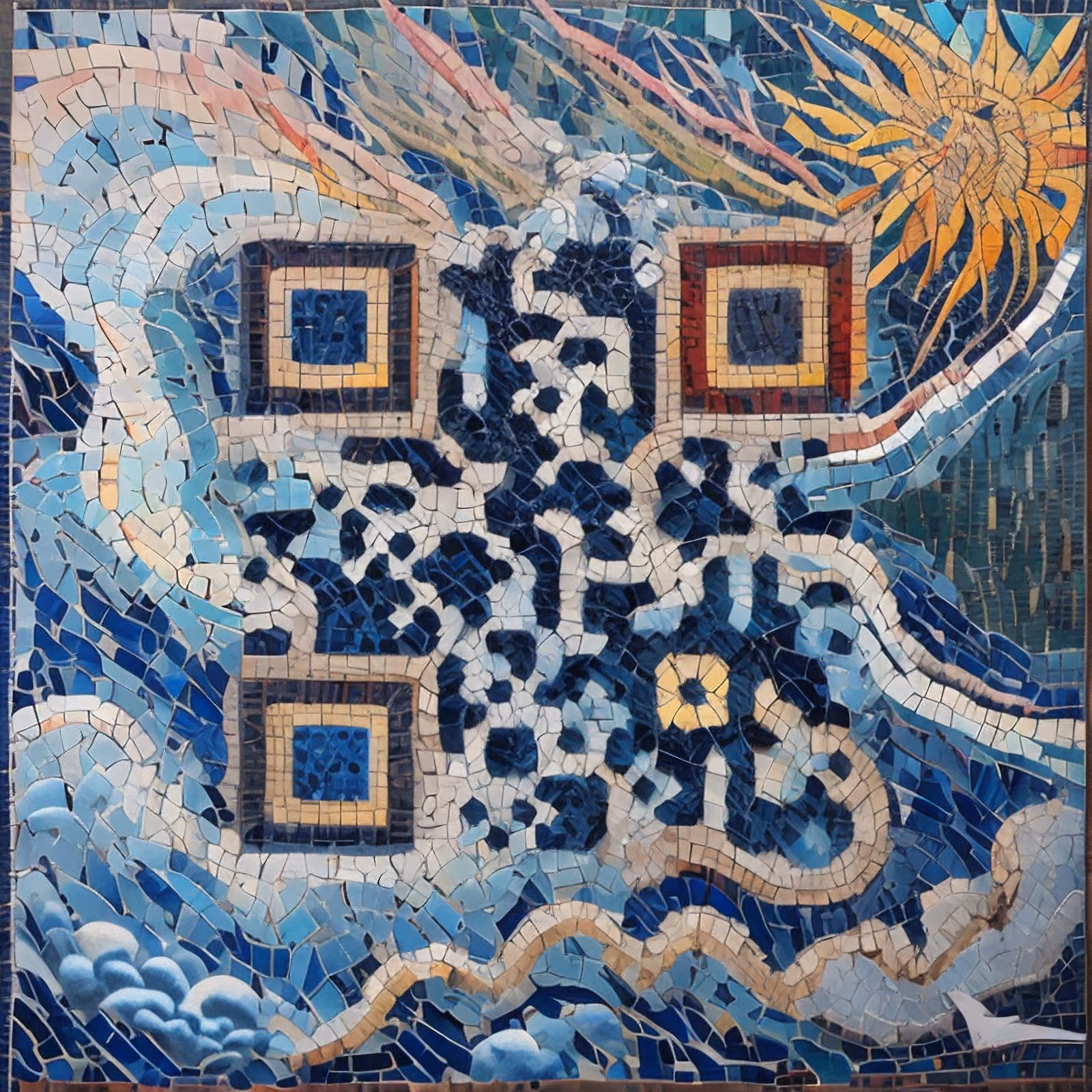 Swirling Storm Clouds Mosaic QR Code Art — image 1