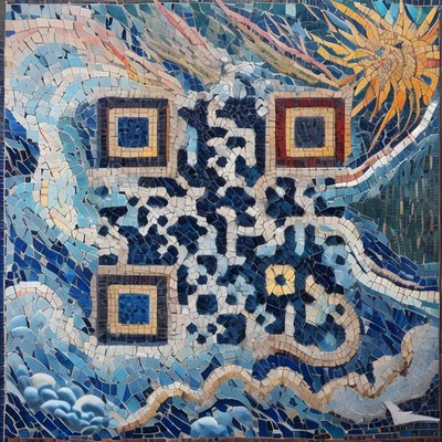 Swirling Storm Clouds Mosaic QR Code Art