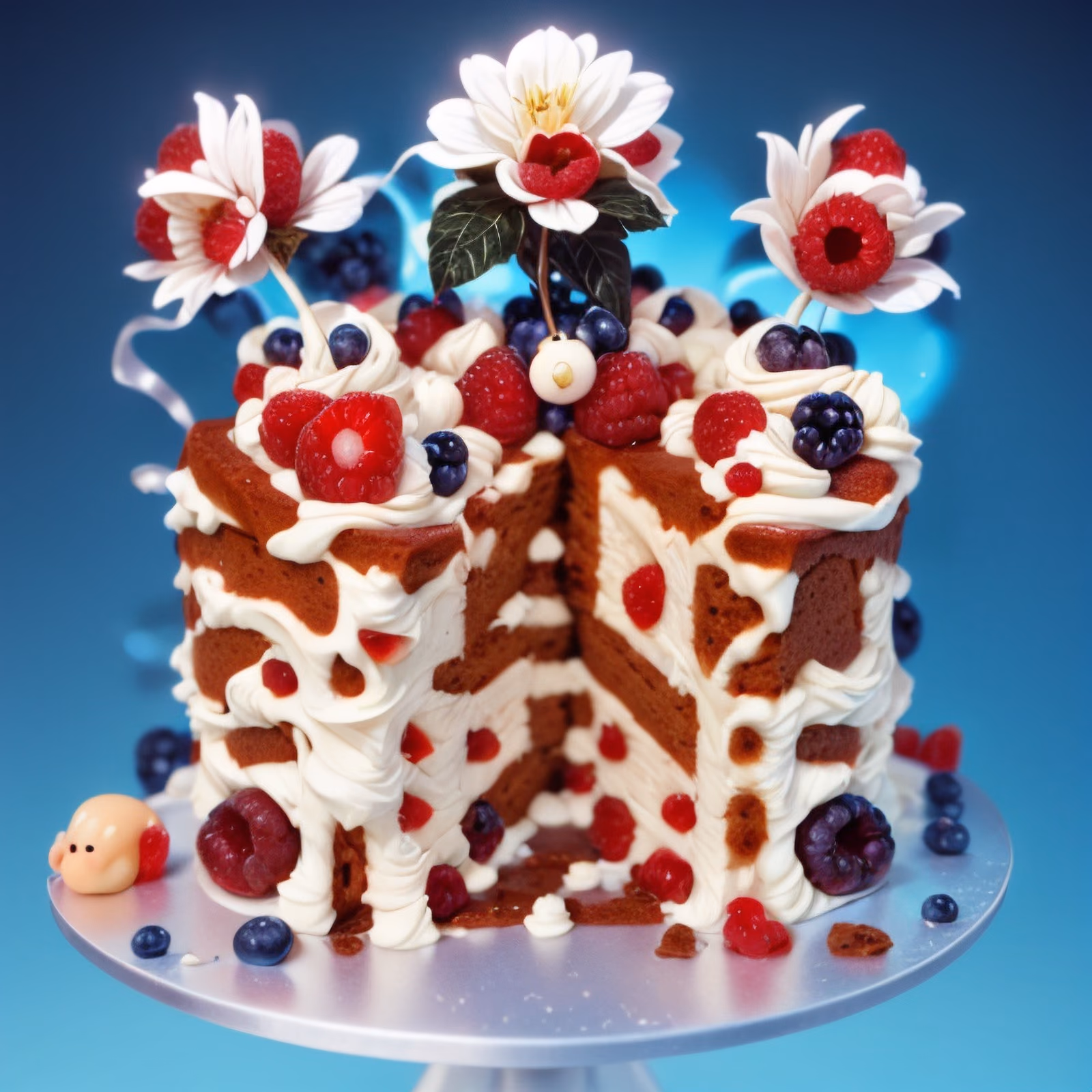 Berry Cream Cake 3D Render QR Code for Restaurant Menus — image 1
