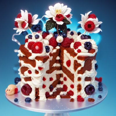 Berry Cream Cake 3D Render QR Code for Restaurant Menus
