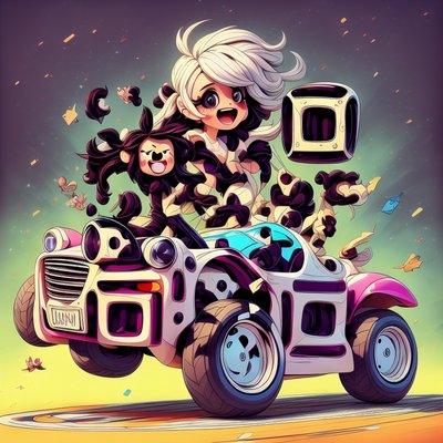 Cartoon Drift Car Characters QR Code for Stickers