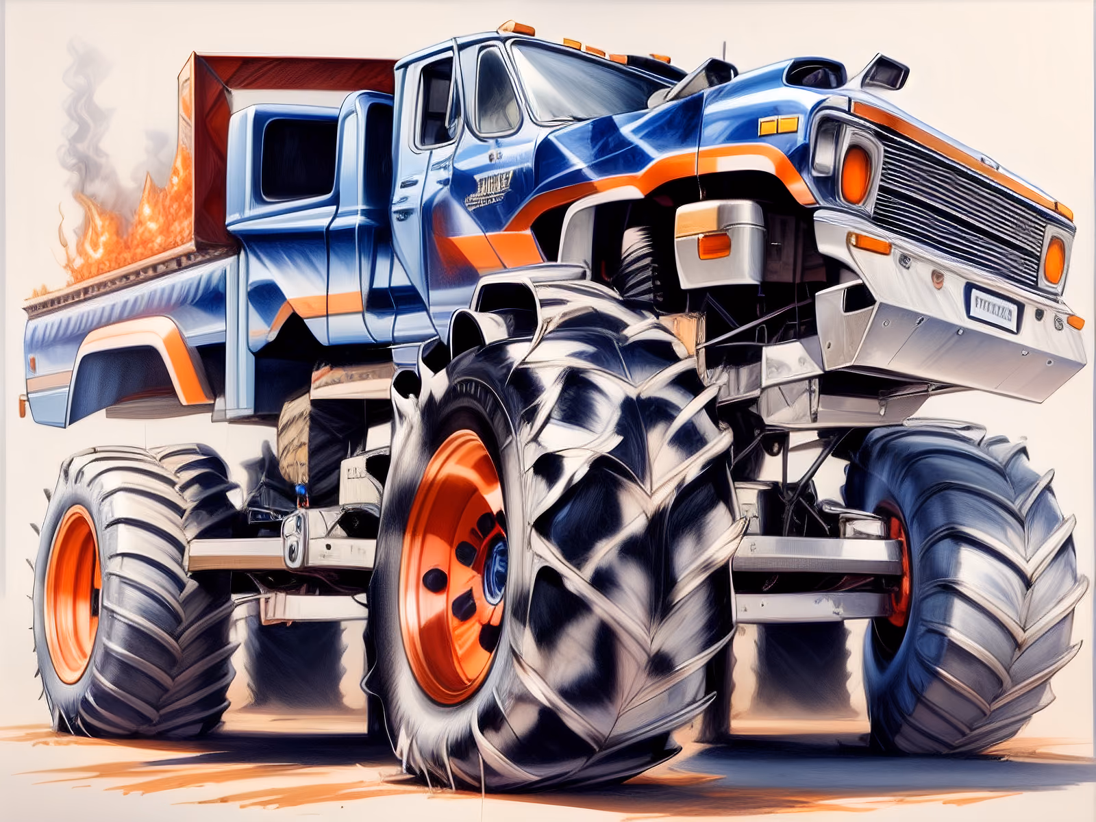 Blue Monster Truck Airbrush QR Code for Posters — image 1