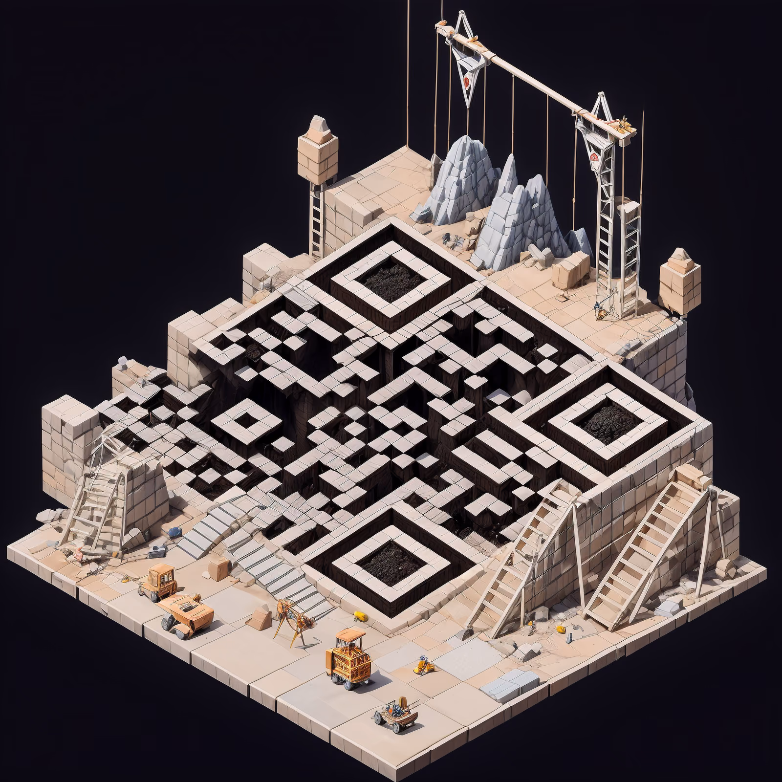 Изометрический карьер камня, диорама: QR-код для постеров — изображение 1