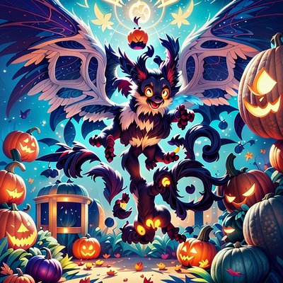 Griffon Pumpkin Patch Fantasy QR Code for Posters