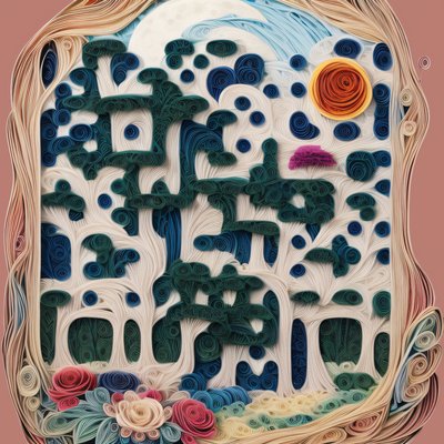 Quilled Paper Landscape With Moon QR Code Art