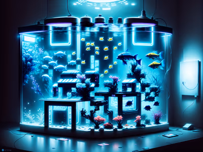 Neon Cyberpunk Aquarium QR Code Art — image 1