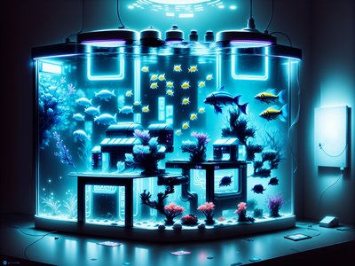霓虹赛博朋克水族箱二维码艺术