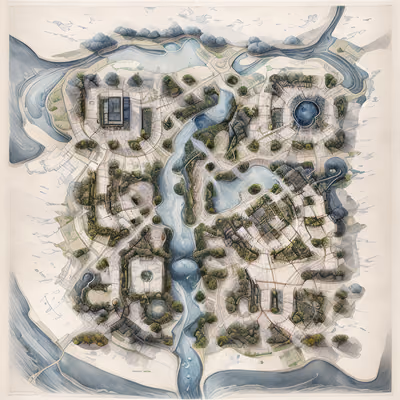 River City Map Watercolor QR Code Art — image 1