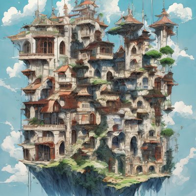 Floating Sky City Fantasy QR Code Art
