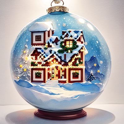 Snow Globe Christmas Cottage QR Code for Greeting Cards