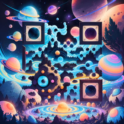 Celestial Planet Garden Fantasy QR Code Art — image 1
