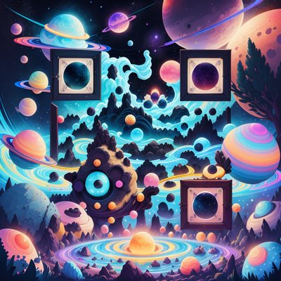 Celestial Planet Garden Fantasy QR Code Art