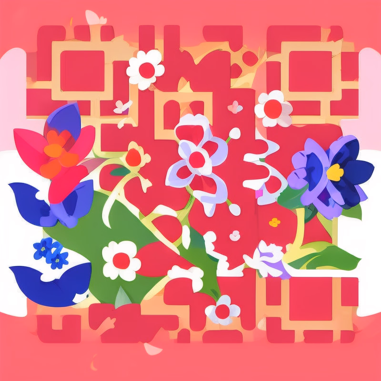 Pink Floral Vector QR Code for Packaging — image 1