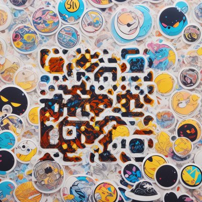 Sticker Bomb Collage Pattern QR Code for Stickers