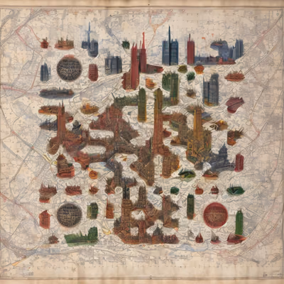 Vintage London Map Landmarks QR Code Art — image 1