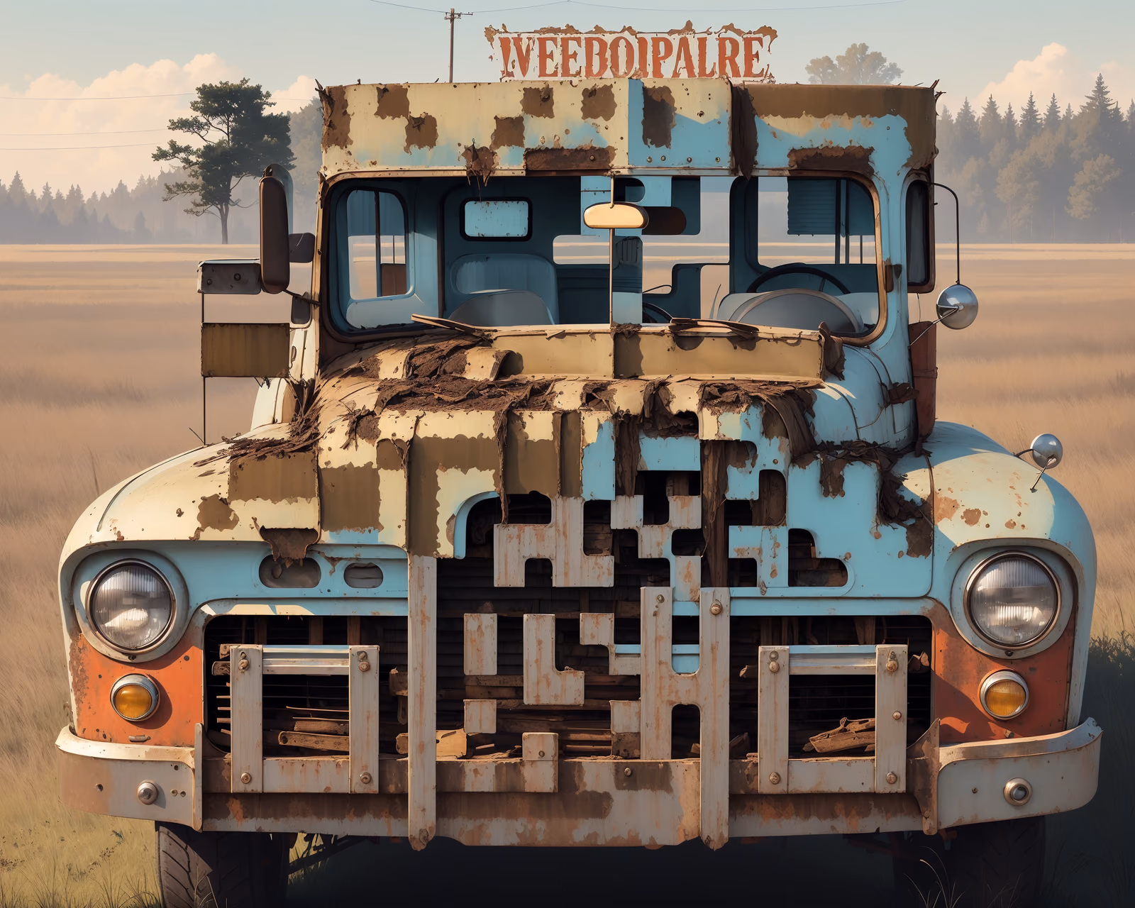 Rusted Vintage Truck Prairie QR Code for Posters — image 1