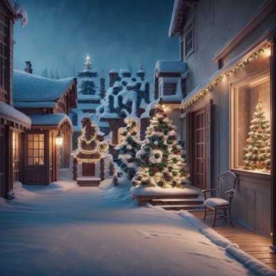 Snowy Christmas Village Cinematic QR Code for Event Invitations