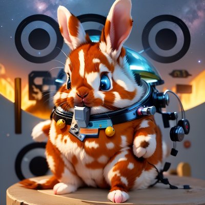 Space Rabbit 3D Render QR Code for Stickers