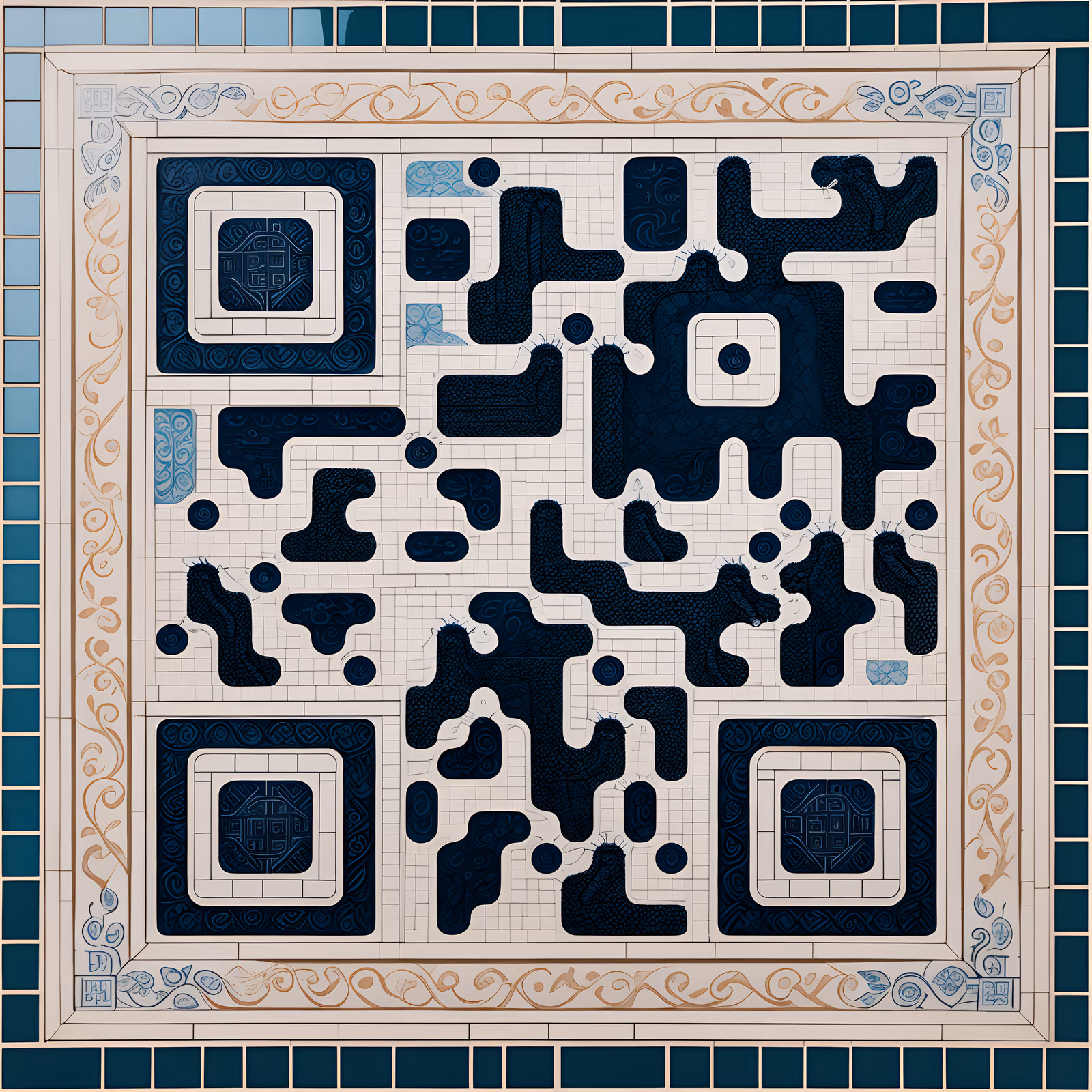 Blue and White Porcelain Tilework QR Code Art — image 1