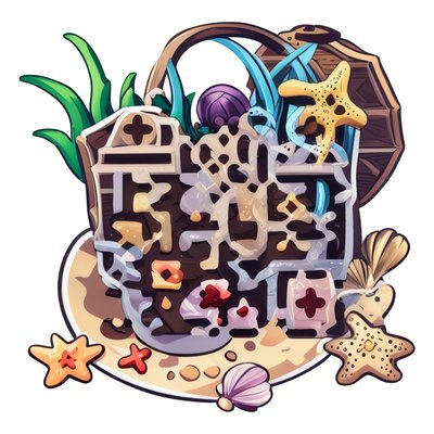 Sunken Treasure Chest Vector QR Code for Stickers
