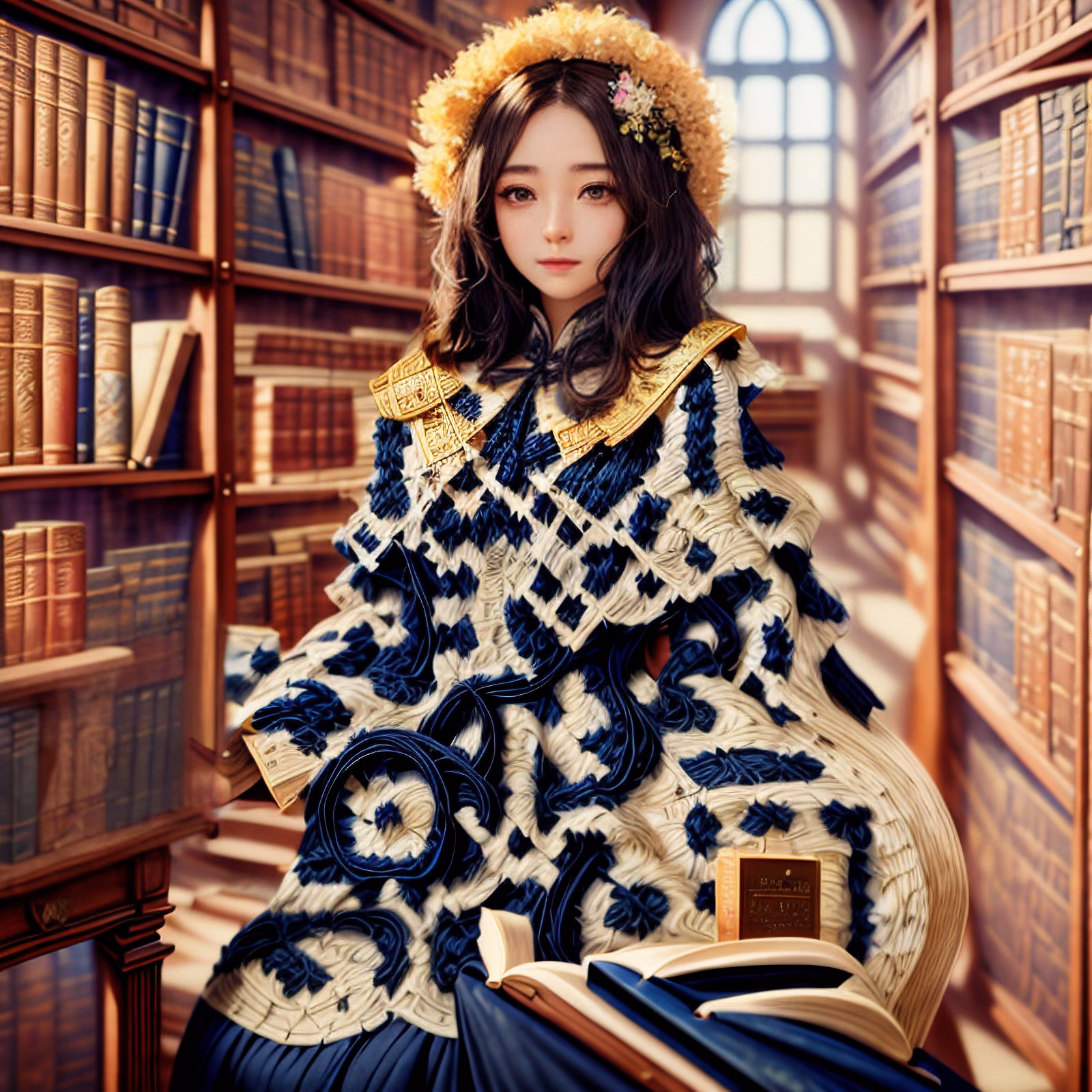 Woman in Library 3D Render QR Code for Book Covers — image 1