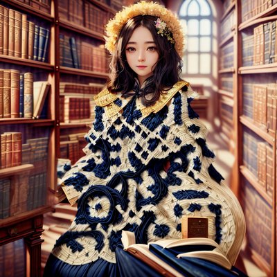 Woman in Library 3D Render QR Code for Book Covers