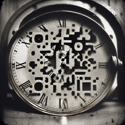 Aged Antique Clock Vintage QR Code Art