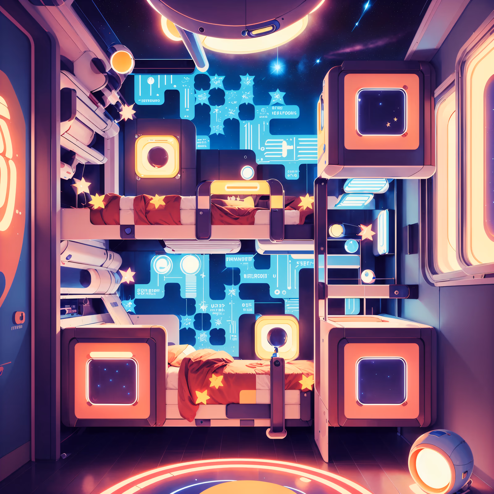 Retro Space Bunk Bedroom QR Code Art — image 1