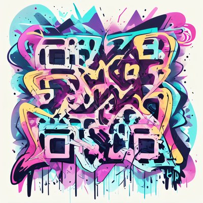 Colorful Graffiti Lettering QR Code for Apparel