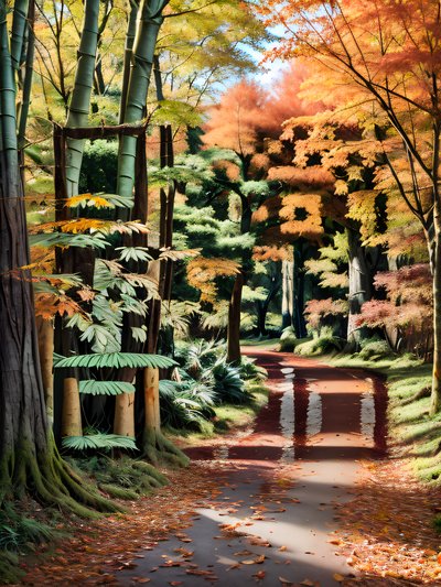 Autumn Forest Path Photorealistic QR Code Art