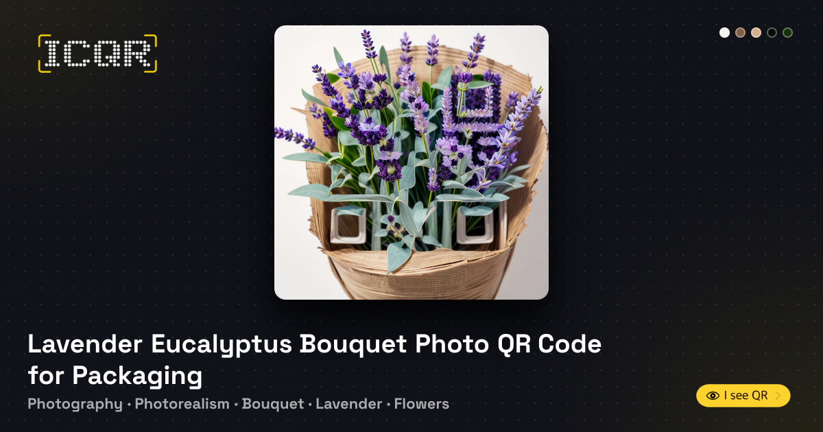 Lavender Eucalyptus Bouquet Photo QR Code for Packaging • ICQR