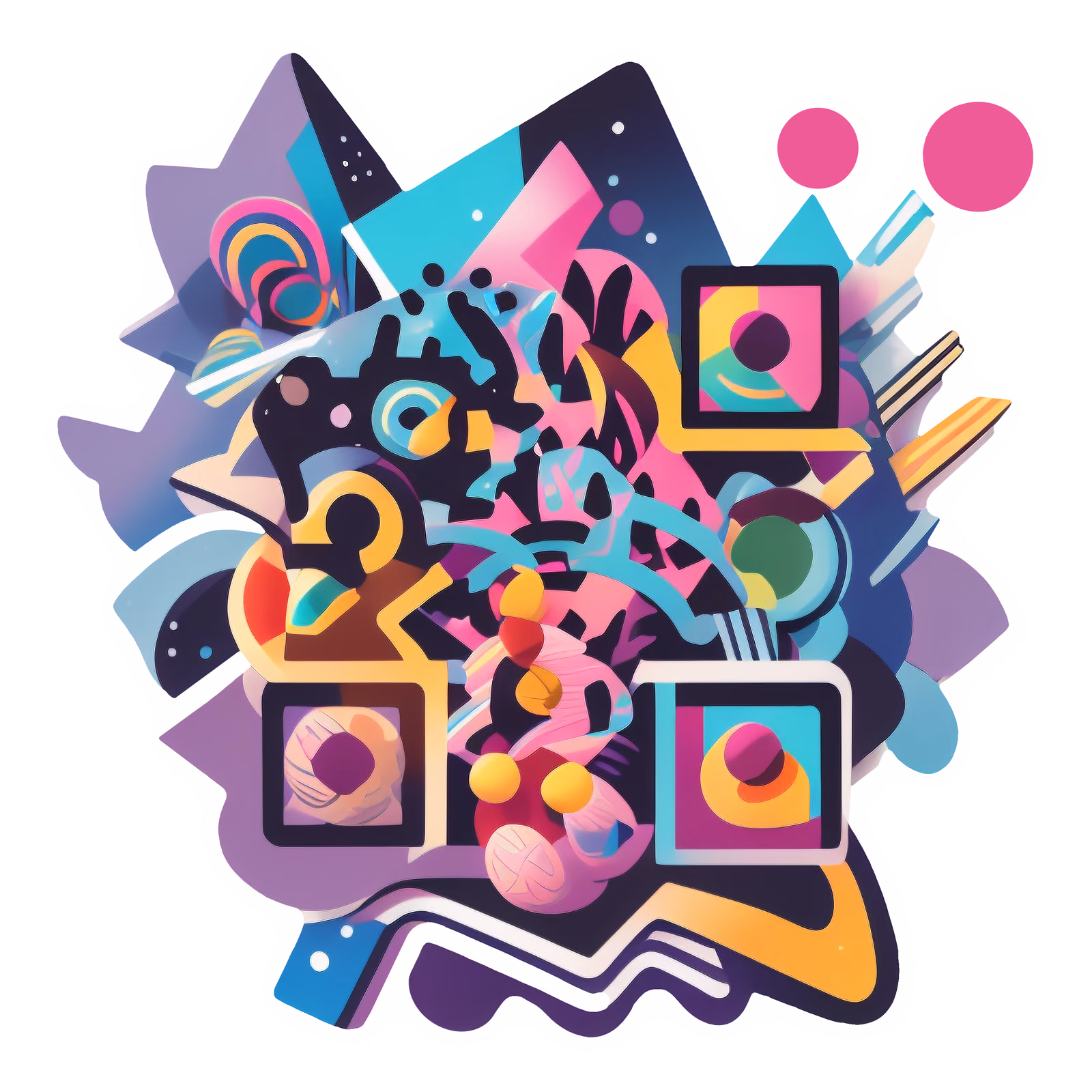 Playful Geometric Shapes Vector QR Code for Stickers — image 1