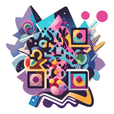 Playful Geometric Shapes Vector QR Code for Stickers
