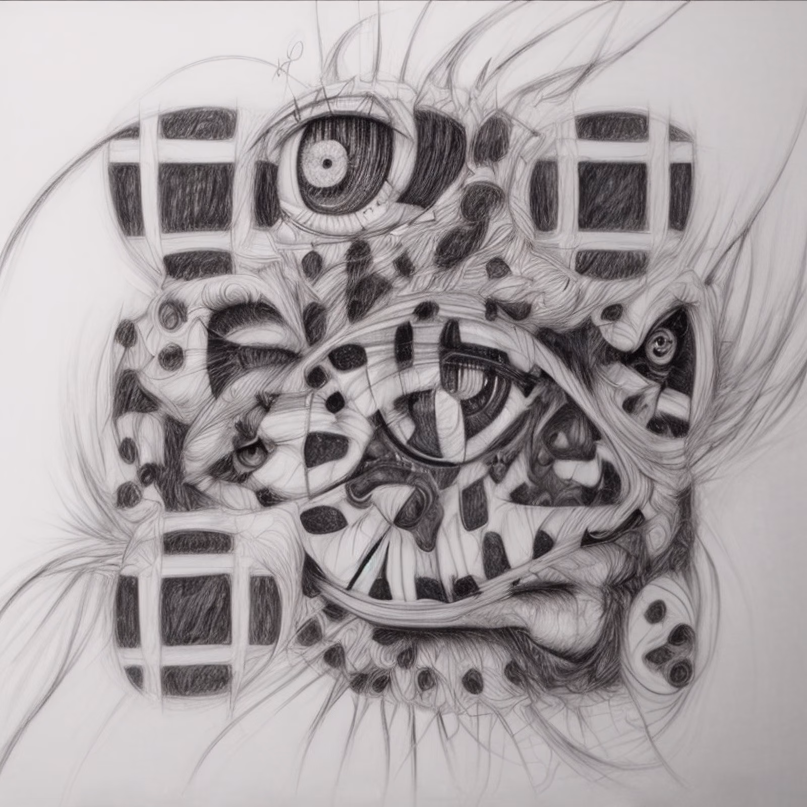超现实眼睛禅绕画铅笔二维码艺术 — 图片 1