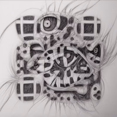 超现实眼睛禅绕画铅笔二维码艺术 — 图片 1