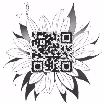 Zinnia Flower Ink Tattoo QR Code for Temporary Tattoos — image 1
