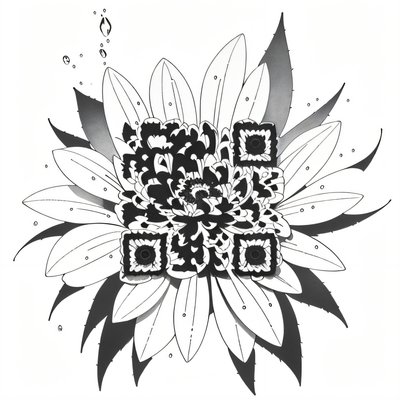 Zinnia Flower Ink Tattoo QR Code for Temporary Tattoos