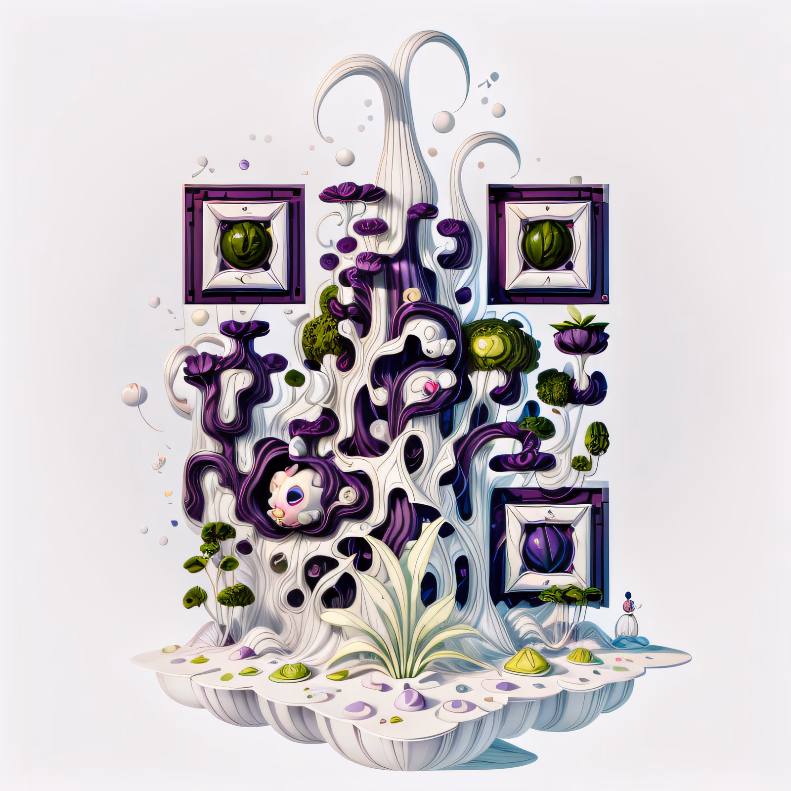 Сюрреалистичный остров с растениями: 3D QR-код — изображение 1
