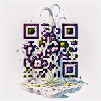Сюрреалистичный остров с растениями: 3D QR-код — изображение 1