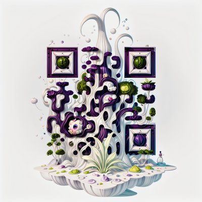 Surreal Plant Island 3D QR Code Art