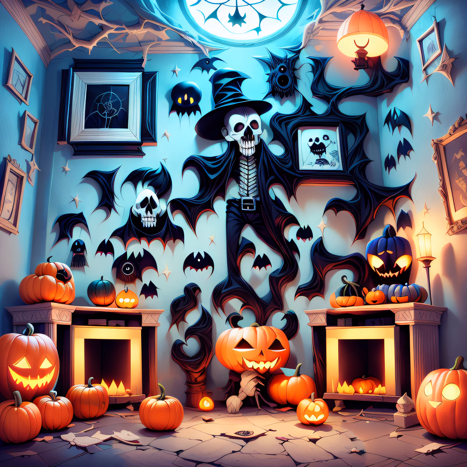 Haunted Halloween Room Cartoon QR Code for Posters — image 1