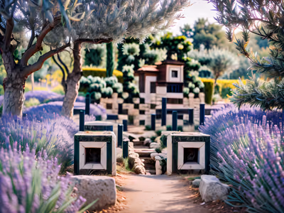 Mediterranean Lavender Garden Photo QR Code Art — image 1