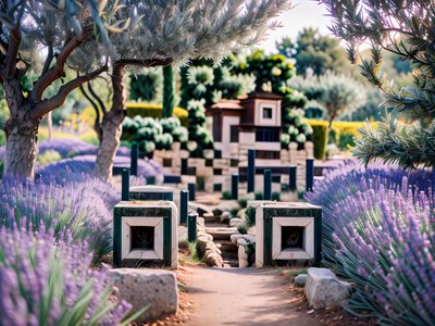 Mediterranean Lavender Garden Photo QR Code Art