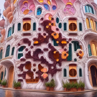 Surreal Art Nouveau Building QR Code Art — image 1