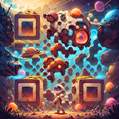 Astronaut Asteroid Field Cartoon QR Code for Posters — image 1