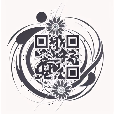 Daisy Swirl Ink Tattoo QR Code for Temporary Tattoos — image 1