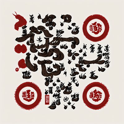 QR-код с японской каллиграфией тушью для постеров