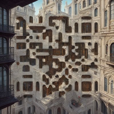 Baroque Building Facade Digital Painting QR Code Art