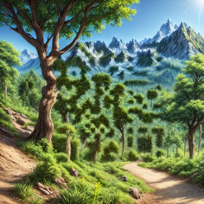 Mountain Forest Trail Realistic QR Code Art